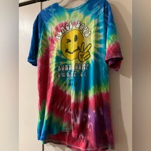 Peace Love Tie-Dye Adult Graphic T-Shirt - Multicolor